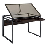 Pantano Smoked Glass/Chestnut Wood Drafting Desk