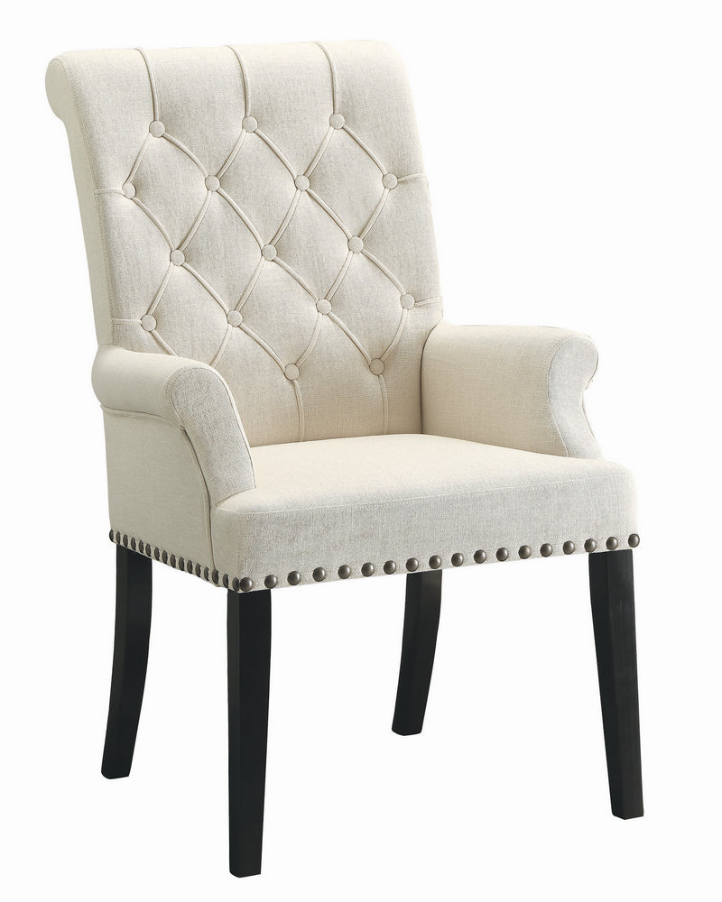 Parkins Beige Fabric/Rustic Espresso Wood Arm Chair