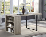 Patwin Gray Oak Wood/Black Metal Dining Table with Storage