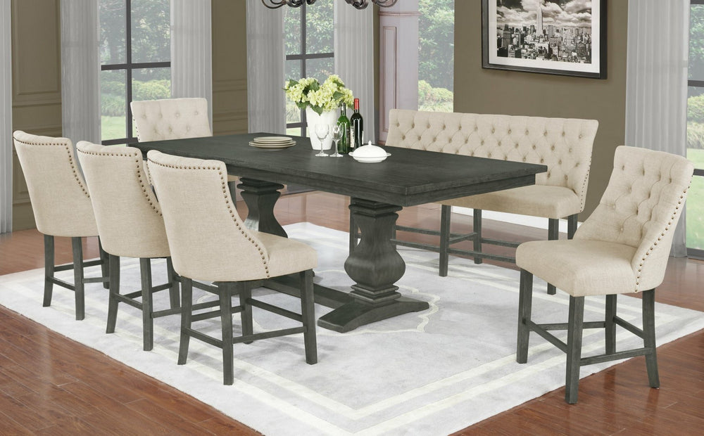 Paula 7-Pc Beige Counter Height Table Set