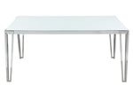 Pauline White Glass/Chrome Finish Metal Dining Table