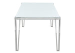 Pauline White Glass/Chrome Finish Metal Dining Table