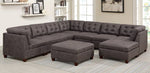 Pavica Dark Brown Leatherette Modular Sectional w/ Ottomans