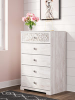 Paxberry Replicated Whitewash Wood 5-Drawer Chest