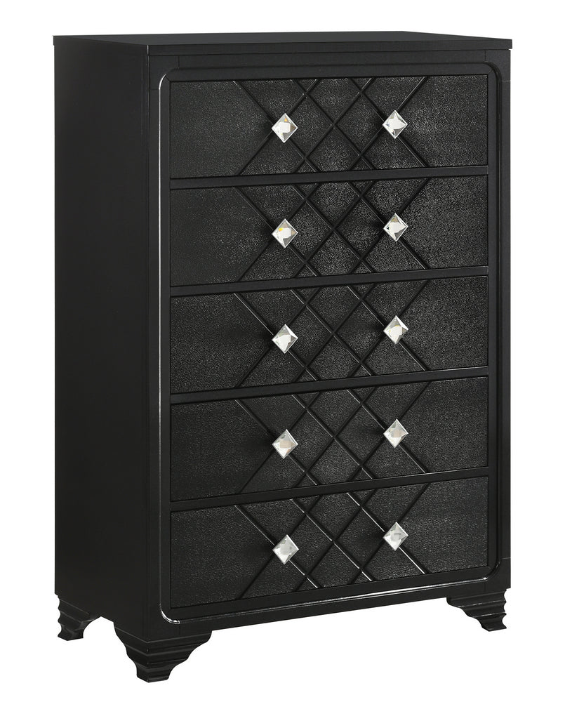 Penelope Black Wood 5-Drawer Chest