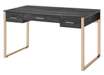 Perle Black Wood/Champagne Gold Metal 3-Drawer Office Desk