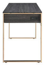 Perle Black Wood/Champagne Gold Metal 3-Drawer Office Desk