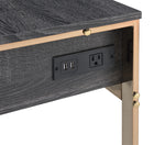 Perle Black Wood/Champagne Gold Metal 3-Drawer Office Desk