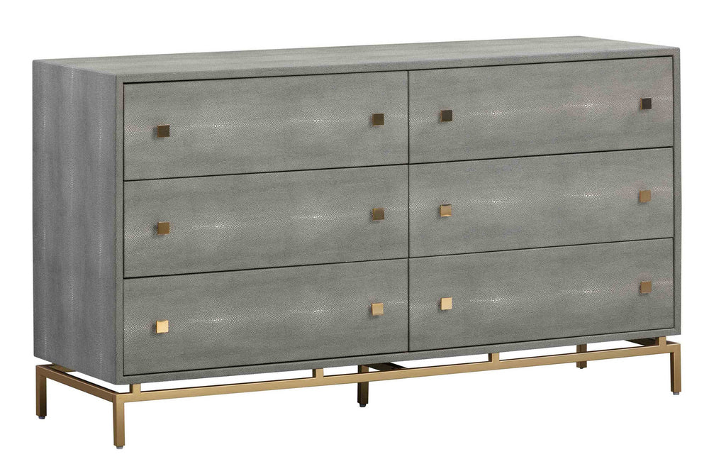 Pesce Grey Shagreen Wood 6-Drawer Dresser