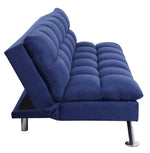 Petokea Blue Fabric Tufted Adjustable Sofa Bed