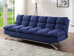 Petokea Blue Fabric Tufted Adjustable Sofa Bed