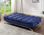 Petokea Blue Fabric Tufted Adjustable Sofa Bed