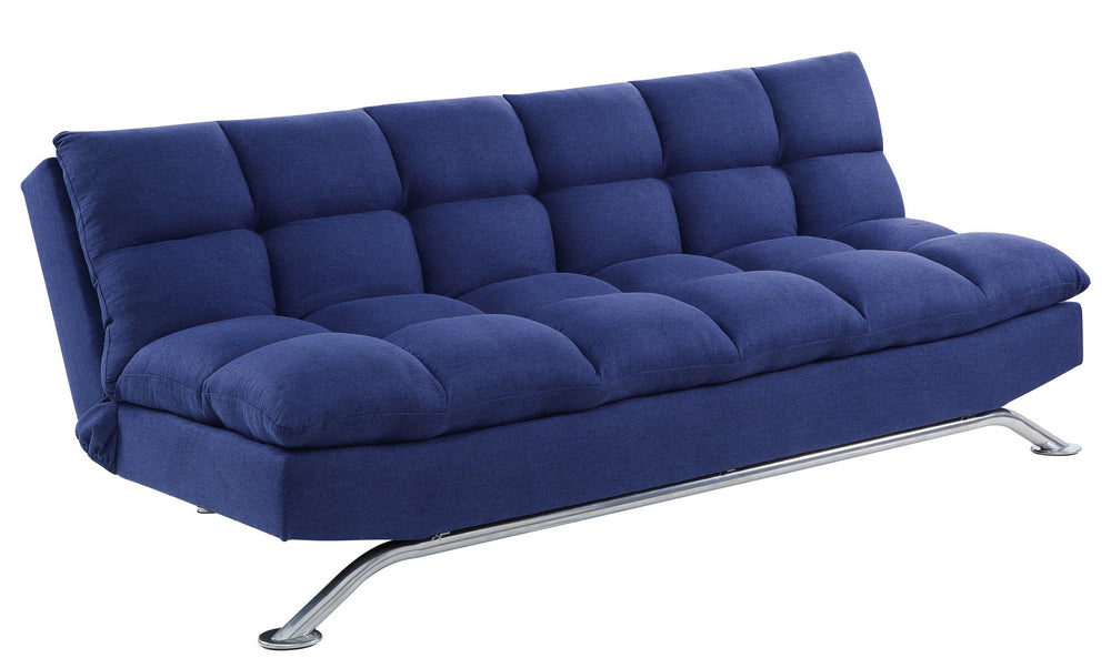 Petokea Blue Fabric Tufted Adjustable Sofa Bed