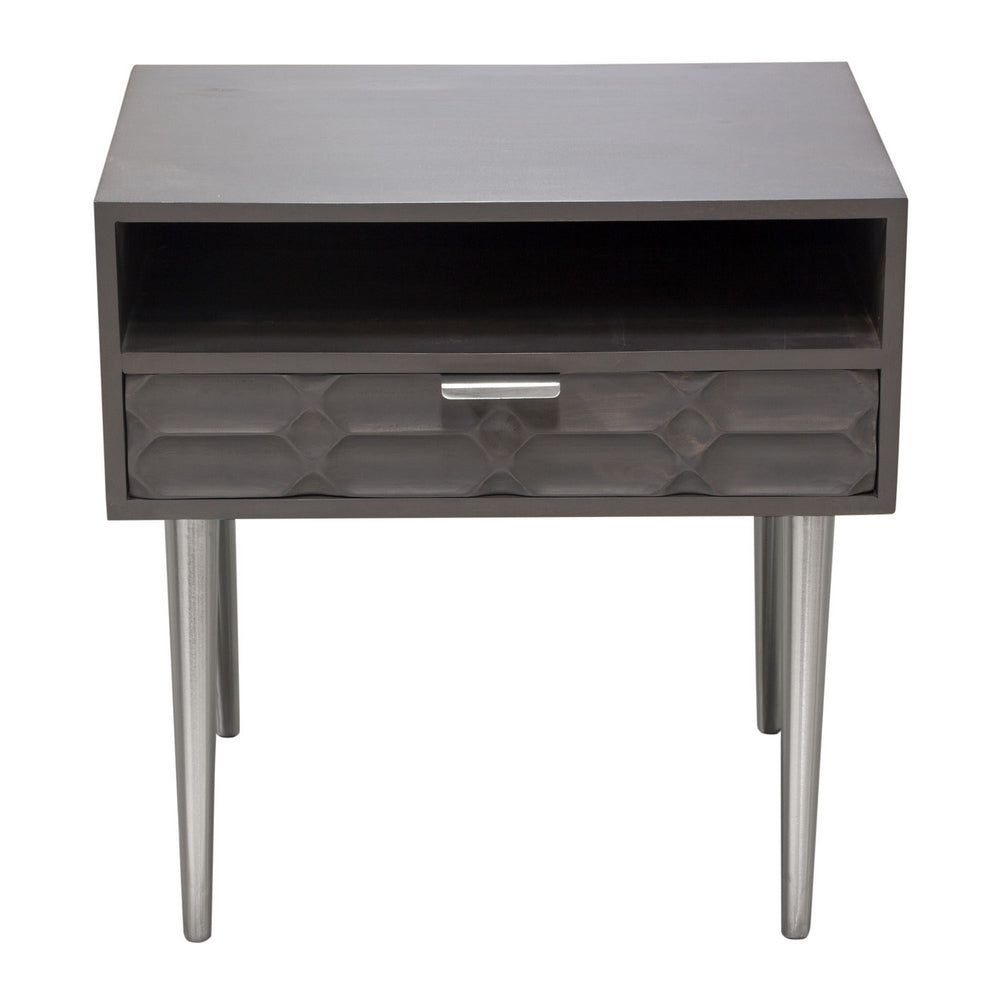 Petra Smoke Grey Mango Wood 1-Drawer Accent Table