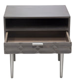 Petra Smoke Grey Mango Wood 1-Drawer Accent Table