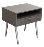 Petra Smoke Grey Mango Wood 1-Drawer Accent Table