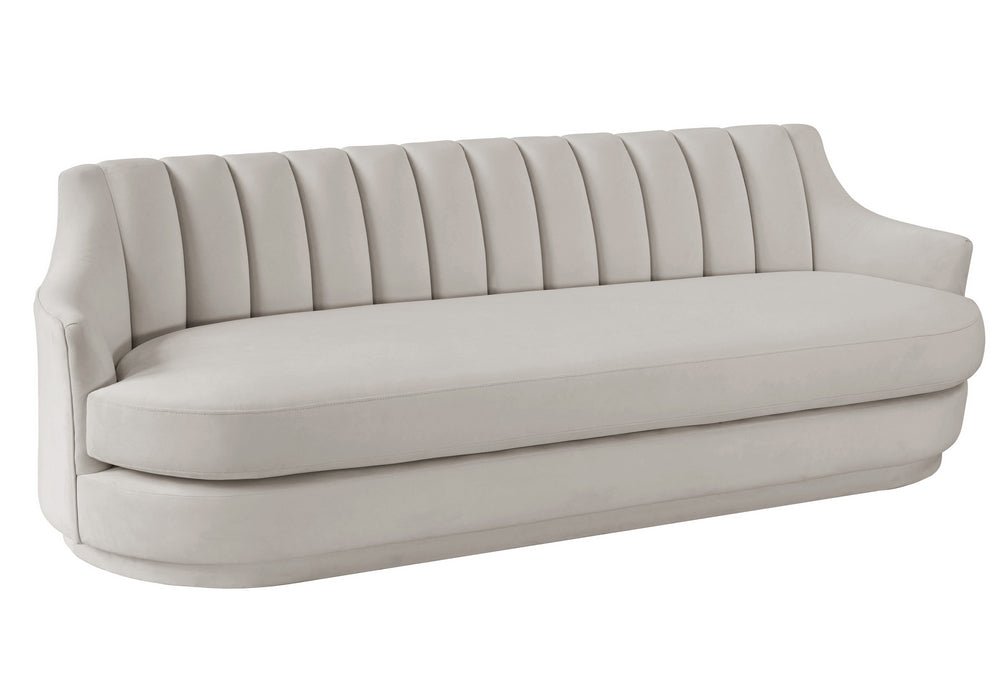 Peyton Light Grey Velvet Channel Tufted Sofa