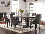 Phelps 7-Pc Antique Noir/Grey Dining Table Set (Oversized)