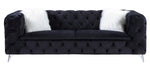 Phifina Black Velvet Tufted 2-Seat Sofa (Oversized)