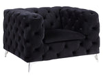 Phifina Black Velvet Tufted Chair