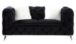 Phifina Black Velvet Tufted Loveseat