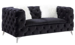 Phifina Black Velvet Tufted Loveseat