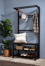 Pieria Expresso Wood Hall Tree with 2 Tier Shelf