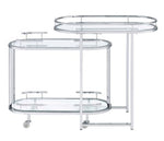 Piffo Clear Glass/Chrome Metal Serving Cart & Bar Table