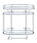 Piffo Clear Glass/Chrome Metal Serving Cart & Bar Table