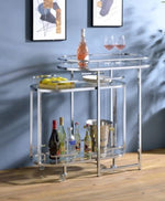 Piffo Clear Glass/Chrome Metal Serving Cart & Bar Table