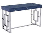 Pollie Blue Wood/Silver Metal Computer Desk