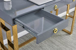 Pollie Grey Wood/Gold Metal Computer Desk