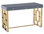 Pollie Grey Wood/Gold Metal Computer Desk