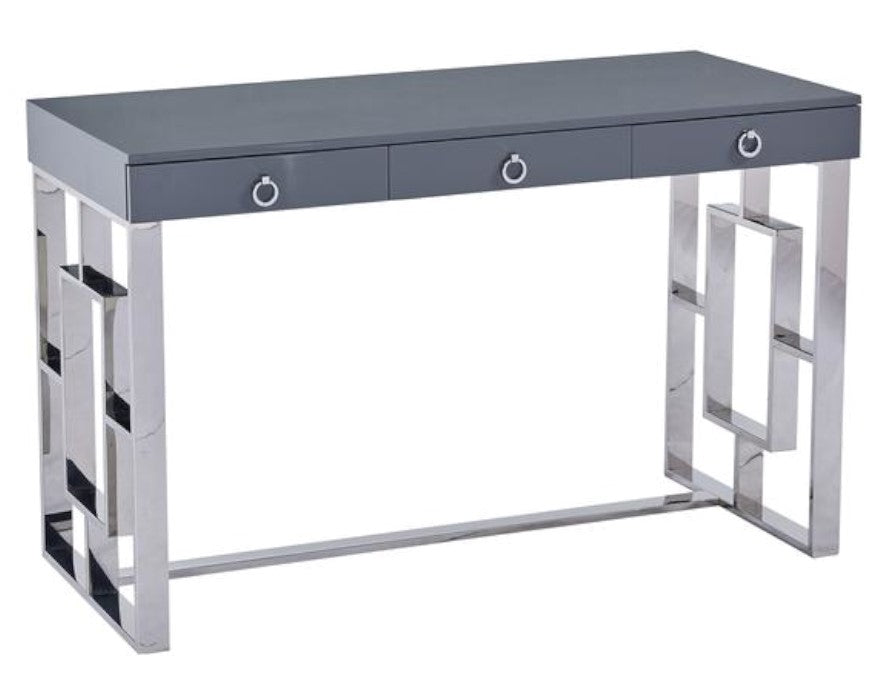 Pollie Grey Wood/Silver Metal Computer Desk