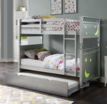 Powell Silver Wood Twin Bunk Bed with Decorative Print