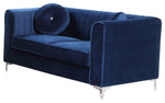 Prachi Blue Velour Loveseat