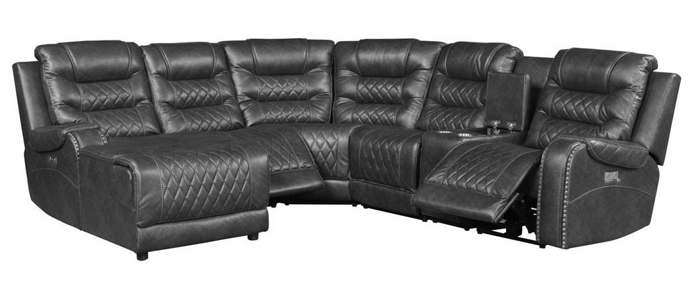 Putnam 6-Pc Gray LAF Power Recliner Sectional Sofa