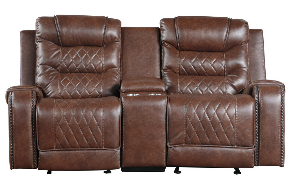 Putnam Brown Microfiber Manual Recliner Loveseat