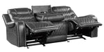 Putnam Gray Polished Microfiber Manual Recliner Sofa