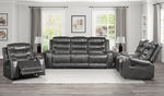 Putnam Gray Polished Microfiber Manual Recliner Sofa