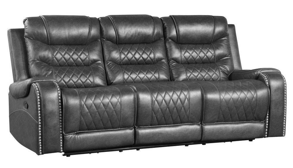 Putnam Gray Polished Microfiber Manual Recliner Sofa