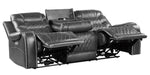 Putnam Gray Polished Microfiber Power Recliner Sofa