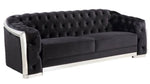 Pyroden Black Velvet Tufted 2-Seat Sofa (Oversized)