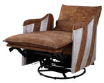 Qalurne 2-Tone Mocha Leather Power Recliner