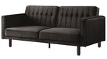 Qinven Dark Brown Velvet Adjustable Sofa with Tufted Accents