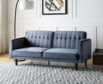 Qinven Dark Gray Velvet Adjustable Sofa with Tufted Accents