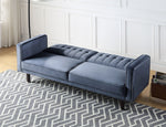 Qinven Dark Gray Velvet Adjustable Sofa with Tufted Accents