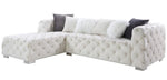 Qokmis 2-Pc Beige Velvet Tufted LAF Sectional Sofa