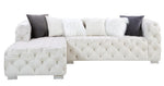 Qokmis 2-Pc Beige Velvet Tufted LAF Sectional Sofa