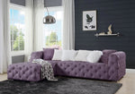 Qokmis 2-Pc Purple Velvet Tufted LAF Sectional Sofa